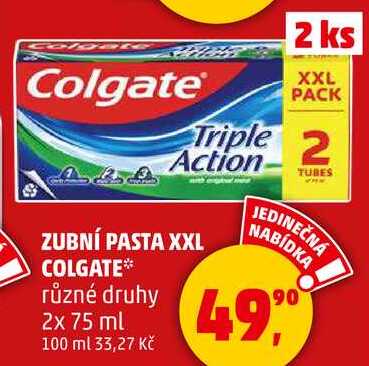 ZUBNÍ PASTA XXL COLGATE různé druhy, 2x 75 ml 