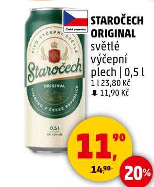 STAROČECH ORIGINAL světlé výčepní plech, 0,5 l