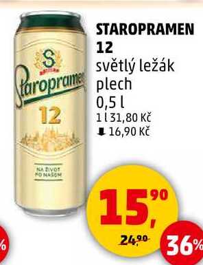 STAROPRAMEN 12 světlý ležák, 0,5 l 