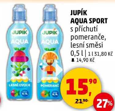 JUPIK AQUA SPORT s příchutí pomeranče, 0,5 l 