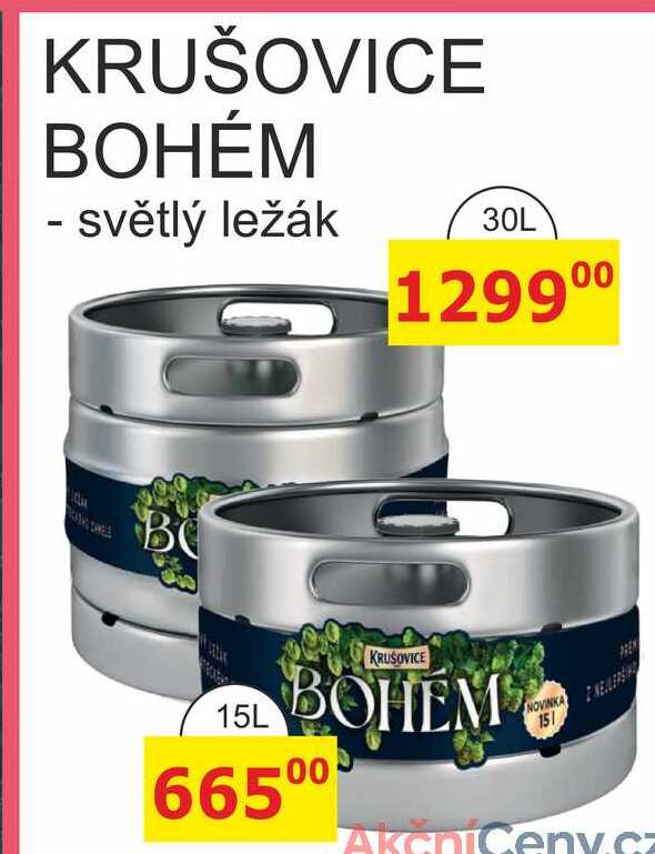 KRUŠOVICE BOHÉM - světlý ležák 15L 