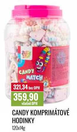 CANDY KOMPRIMÁTOVÉ HODINKY 120x14g 