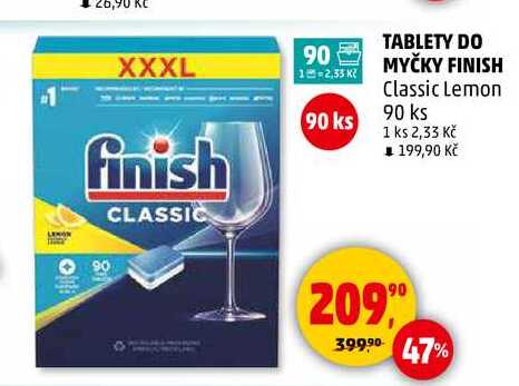 TABLETY DO MYČKY FINISH Classic Lemon, 90 ks  