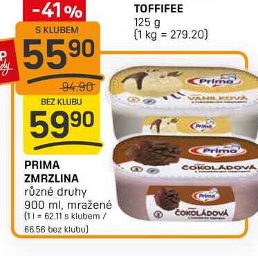 PRIMA ZMRZLINA různé druhy 900 ml, mražené 