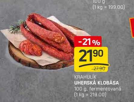 UHERSKÁ KLOBÁSA 100 g, fermentovaná