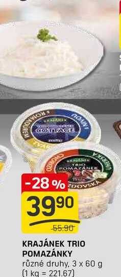 KRAJÁNEK TRIO POMAZÁNKY různé druhy, 3 x 60 g