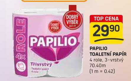 PAPILIO TOALETNÍ PAPÍR 4 role, 3-vrstvý 