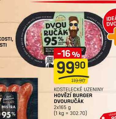HOVĚZÍ BURGER DVOURUČÁK 2x165 g
