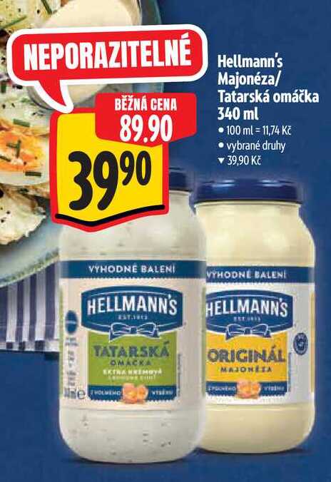   Hellmann's Majonéza/ Tatarská omáčka 340 ml   