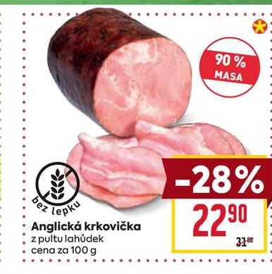 Anglická krkovička z pultu lahůdek cena za 100g