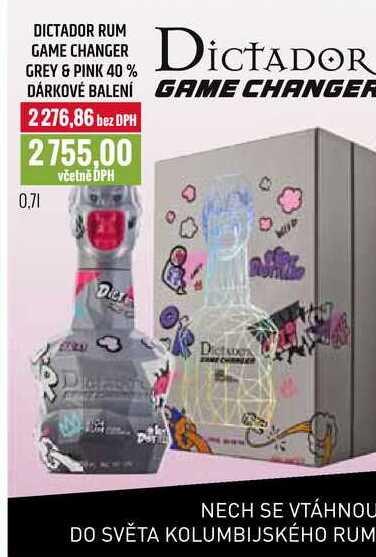 DICTADOR RUM GAME CHANGER GREY & PINK 40 % DÁRKOVÉ BALENÍ 0,7l