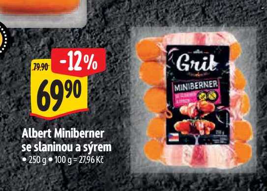  Albert Miniberner se slaninou a sýrem 250 g 