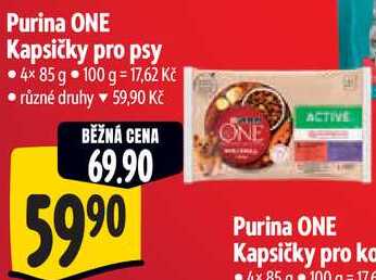 Purina ONE Kapsičky pro psy, 4x 85 g 