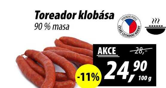 Toreador klobása 90% masa, 100 g 