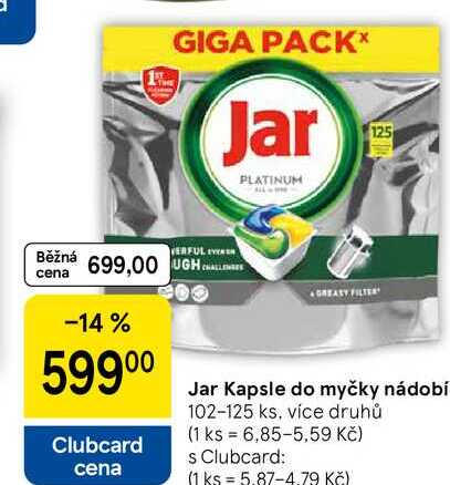 Jar Kapsle do myčky nádobí, 102-125 ks, více druhů 