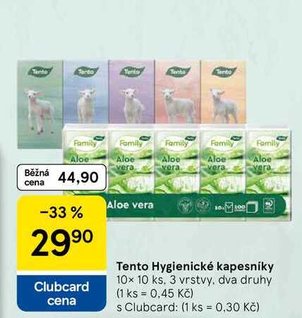 Tento Hygienické kapesníky, 10x 10 ks. 3 vrstvy. dva druhy 