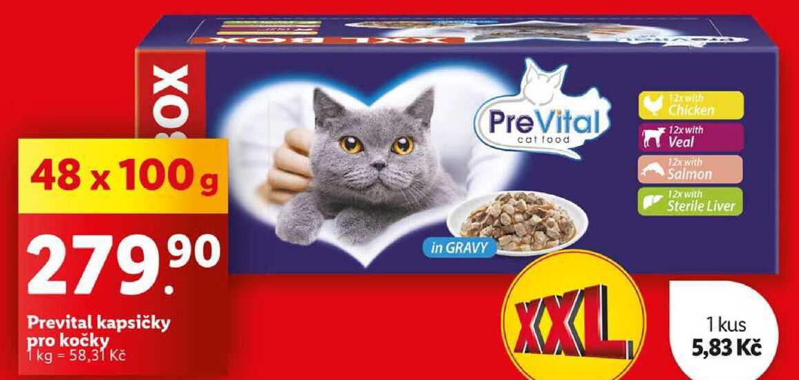 Prevital kapsičky pro kočky, 48x 100 g