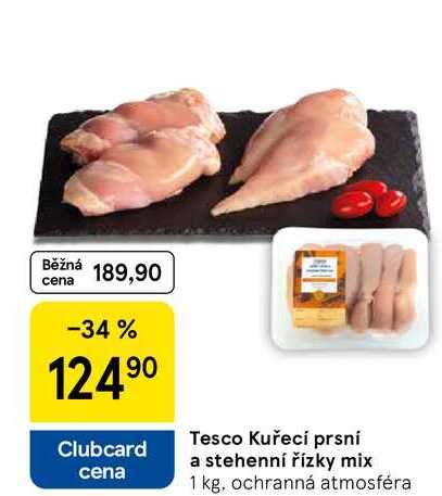 Tesco Kuřecí prsní a stehenní řízky mix, 1 kg, ochranná atmosféra 