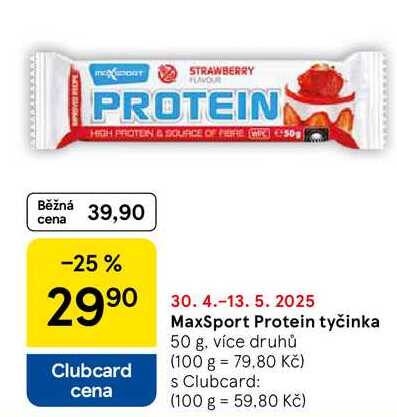 MaxSport Proteinová tyčinka, 50 g