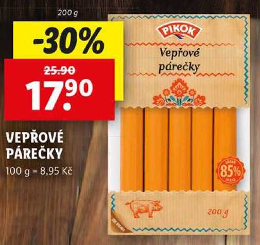 VEPŘOVÉ PÁREČKY, 200 g