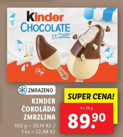 KINDER ČOKOLÁDA ZMRZLINA, 4x 38 g