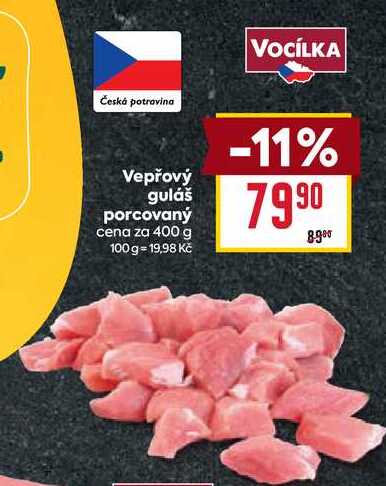 Vepřový guláš porcovaný cena za 400 g