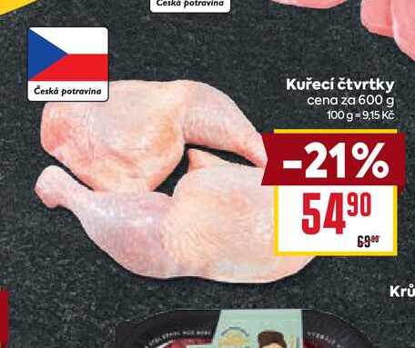 Kuřecí čtvrtky cena za 600 g