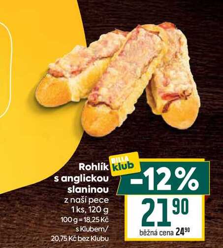 Rohlík s anglickou slaninou z naší pece 1ks, 120 g 