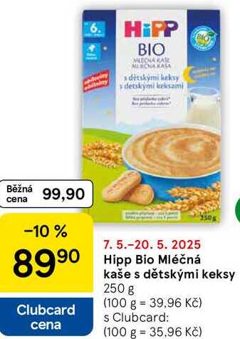 Hipp Bio Mléčná kaše s dětskými keksy, 250 g 