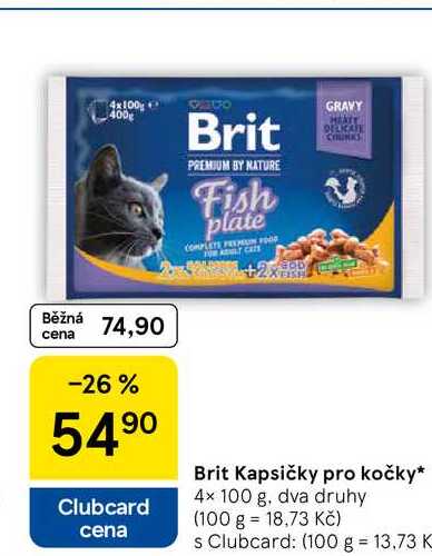 Brit Kapsičky pro kočky, 4× 100 g, dva druhy  