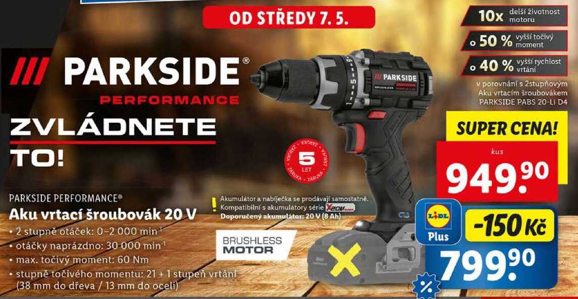 Aku vrtací šroubovák 20 V 