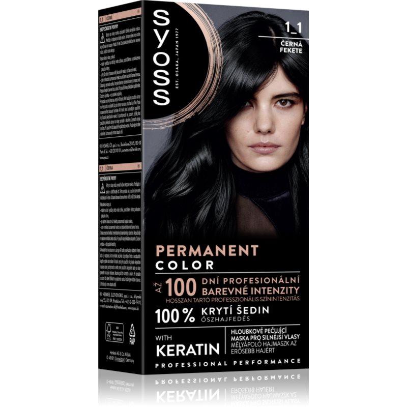 Syoss Permanent Color permanentní barva na vlasy odstín 1_1 Černý 1 ks