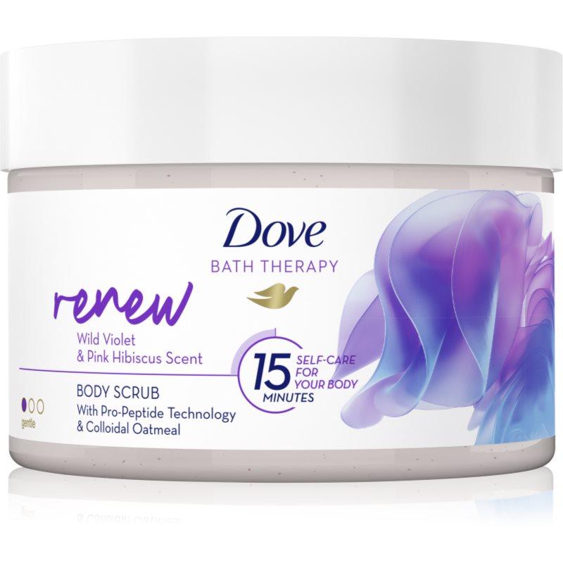 Dove Bath Therapy Renew jemný tělový peeling Wild Violet & Pink Hibiscut 295 ml