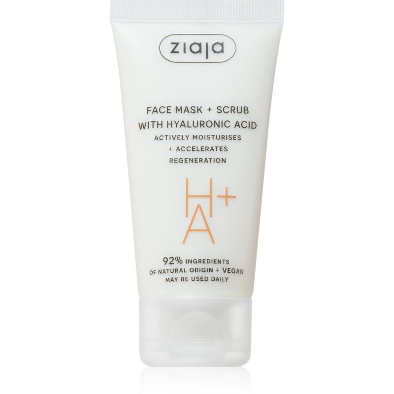 Ziaja Face Mask + Scrub with Hyaluronic Acid peelingová maska 55 ml