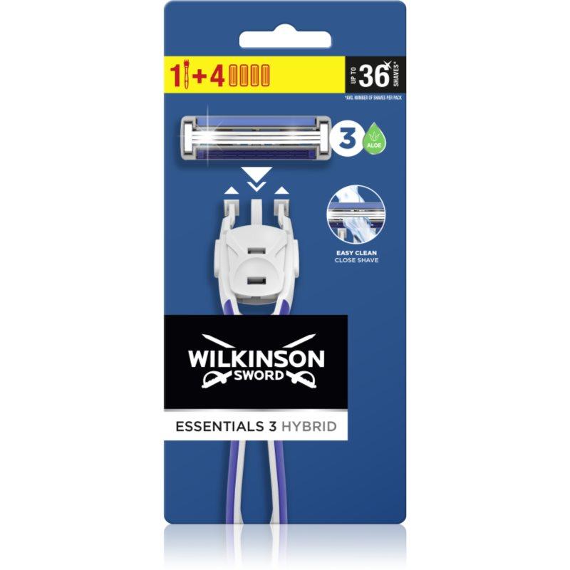 Wilkinson Sword Essentials 3 Hybrid holicí strojek + náhradní hlavice 4 ks