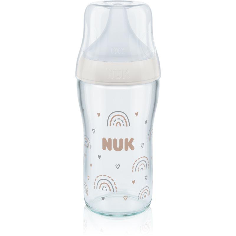 NUK Perfect Match skleněná kojenecká láhev s kontrolou teploty 230 ml