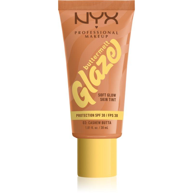 NYX Professional Makeup Buttermelt Glaze rozjasňující tónovací fluid SPF 30 odstín 03 Cashew Butta 30 ml