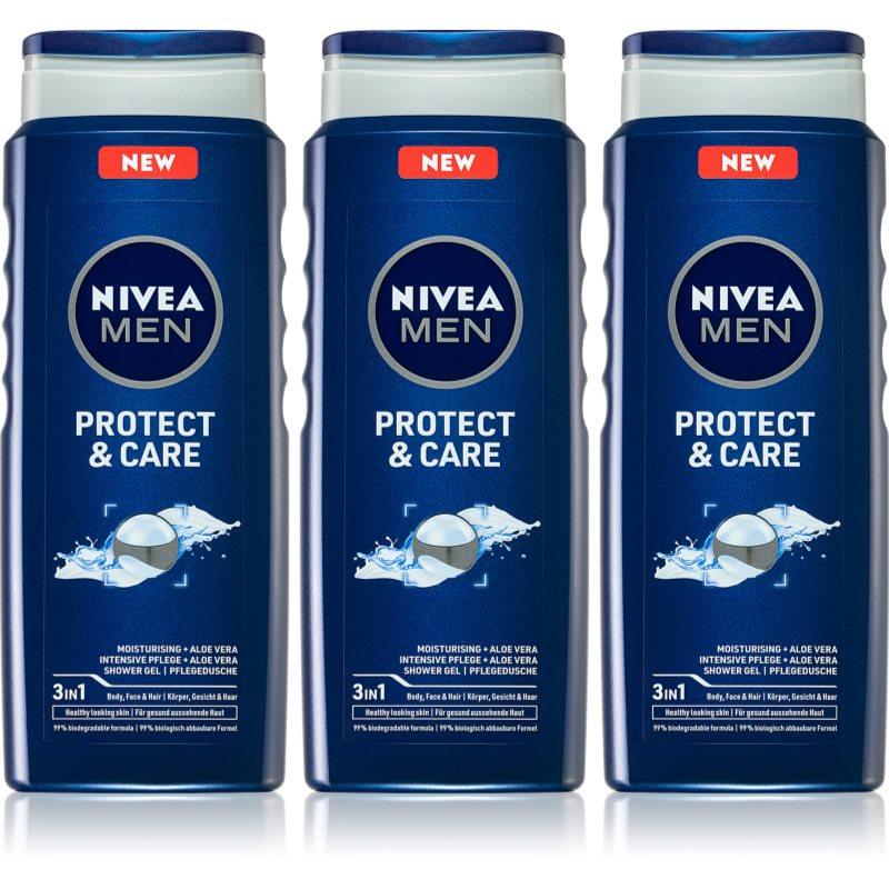 NIVEA MEN Protect & Care sprchový gel pro muže výhodné balení 3 x 500 ml