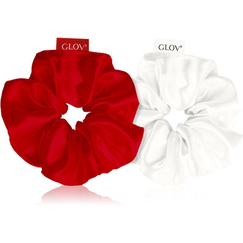 GLOV Satin Scrunchies M gumičky do vlasů Red/Beige 2 ks