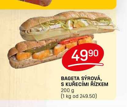 BAGETA SÝROVÁ, S KUŘECÍMI ŘÍZKEM 200 g