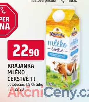 KRAJANKA MLÉKO ČERSTVÉ 1 L polotučné, 1,5 % tuku