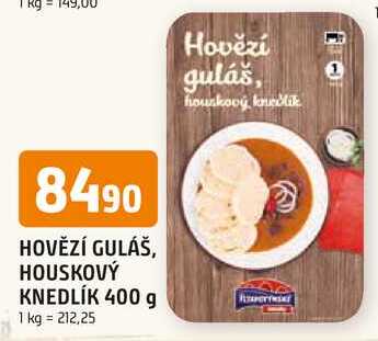 HOVĚZÍ GULÁŠ, HOUSKOVÝ KNEDLÍK 400 g 