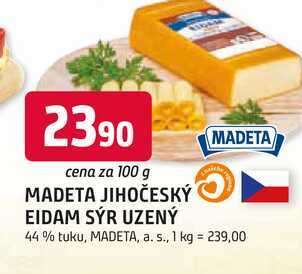 MADETA JIHOČESKÝ EIDAM SÝR UZENÝ 44% tuku, 100 g