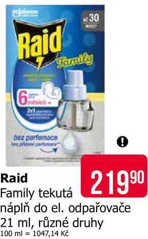 Raid Family tekutá náplň do el. odpařovače 21 ml, různé druhy 
