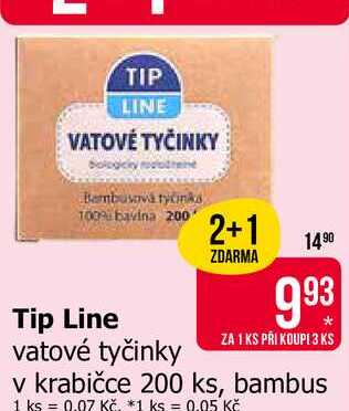 Tip Line vatové tyčinky v krabičce 200 ks 
