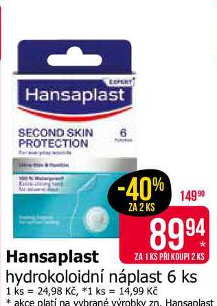 Hansaplast hydrokoloidní náplast 6 ks 