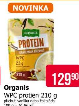 Organis WPC protien 210 g příchuť vanilka nebo čokoláda 