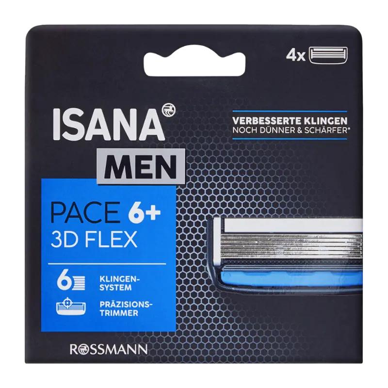 ISANA Men Náhradní hlavice PACE 6 břitů se zastřihovačem, 4 ks
