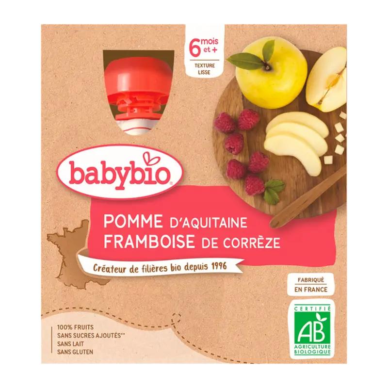 Babybio BIO ovocný příkrm jablko a malina 4 x 90 g, 360 g