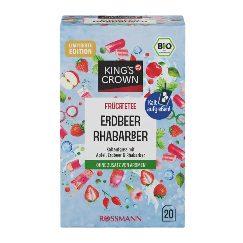 King's Crown Ovocný čaj louhovaný za studena jahoda a rebarbora, 40 g